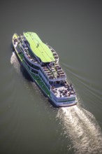 Aerial photo, excursion boat Westfalen on the Biggetalsperre, Attendorn, Sauerland, North