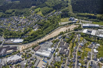 Aerial view, construction area, Greif site, bypass road, Attendorn, Sauerland, North