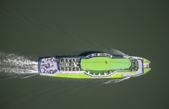 Aerial photo, excursion boat Westfalen on the Biggetalsperre, Attendorn, Sauerland, North