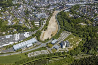 Aerial view, construction area, Greif site, bypass road, Attendorn, Sauerland, North