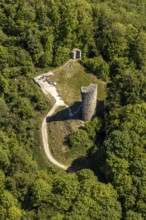 Aerial view, castle ruins Waldenburg, Attendorn, Sauerland, North Rhine-Westphalia, Germany,