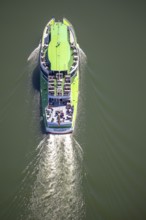 Aerial photo, excursion boat Westfalen on the Biggetalsperre, Attendorn, Sauerland, North