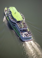 Aerial photo, excursion boat Westfalen on the Biggetalsperre, Attendorn, Sauerland, North