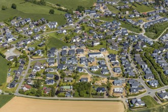 Aerial view, construction area residential area Biekhofen, Attendorn, Sauerland, North