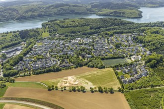 Aerial view, residential area Neu-Listernohl, Biggesee, Attendorn, Sauerland, North