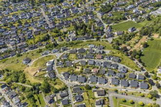Aerial view, Haus Mutter Anna nursing home, residential area Hahnbeulerkreuz, Attendorn, Sauerland,