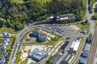 Aerial photo, HANSE HOTEL Attendorn, cave restaurant Himmelreich, Attendorn, Sauerland, North