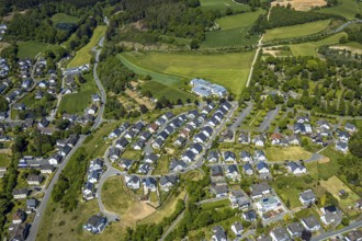 Aerial view, Haus Mutter Anna nursing home, residential area Hahnbeulerkreuz, Attendorn, Sauerland,