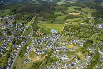 Aerial view, Haus Mutter Anna nursing home, residential area Hahnbeulerkreuz, Attendorn, Sauerland,