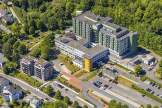 Aerial view, Helios Klinik Attendorn, Attendorn, Sauerland, North Rhine-Westphalia, Germany, DE,