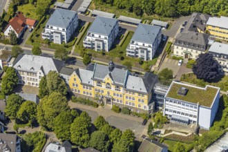 Aerial view, Städt. Rivius-Gymnasium, Franziskaner-Hof nursing home, Attendorn, Sauerland, North