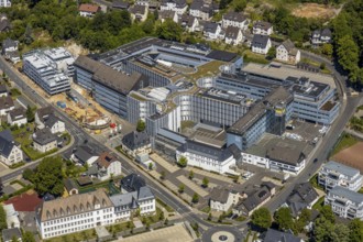 Aerial view, Viega Attendorn Campus, construction site Viega car park on Windhauser Straße,