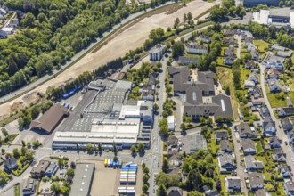 Aerial view, construction area, Greif site, bypass road, Attendorn, Sauerland, North