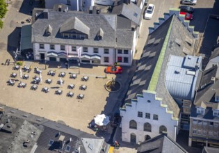 Aerial view, Alter Markt, gastronomy, Südsauerlandmuseum, Attendorn, Sauerland, North