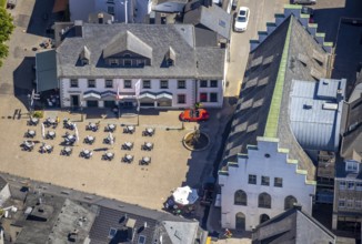 Aerial view, Alter Markt, gastronomy, Südsauerlandmuseum, Attendorn, Sauerland, North