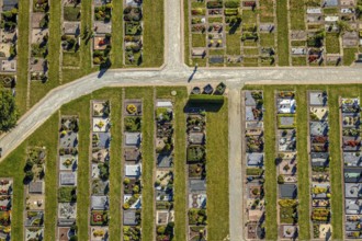 Aerial view, cemetery Lange Straße, Bad Driburg, Ostwestfalen-Lippe, North Rhine-Westphalia,