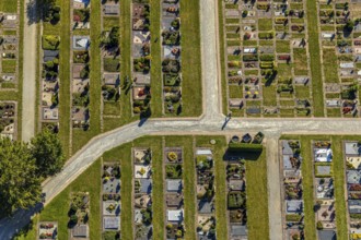 Aerial view, cemetery Lange Straße, Bad Driburg, Ostwestfalen-Lippe, North Rhine-Westphalia,