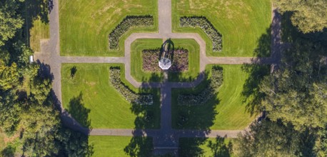 Aerial view, garden, Gräflicher Park Health & Balance Resort, Bad Driburg, Ostwestfalen-Lippe,