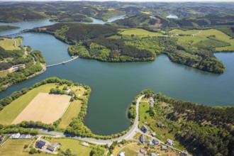 Aerial view, Lister dam, dam wall, Attendorn, Sauerland, North Rhine-Westphalia, Germany, DE,