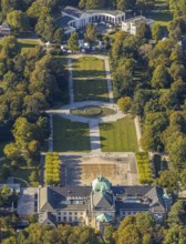 Aerial view, State Spa Bad Oeynhausen, GOP Varieté Theatre Kaiserpalais, Fountain in the spa