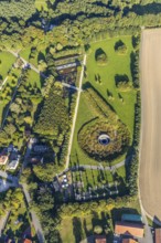Aerial view, water crater of the Aqua Magica, fountain sculpture, Bad Oeynhausen,