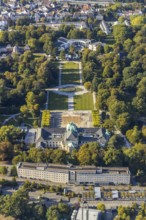 Aerial view, State Spa Bad Oeynhausen, GOP Varieté Theatre Kaiserpalais, Fountain in the spa