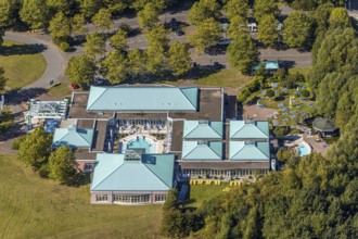 Aerial view, Driburg Therme, Bad Driburg, Ostwestfalen-Lippe, North Rhine-Westphalia, Germany,