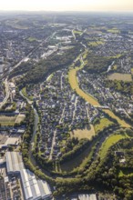 Aerial view, river Werre, Werre meander, flood trough, Bad Oeynhausen, Ostwestfalen-Lippe, North