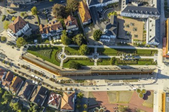 Aerial photo, graduation works Bad Salzuflen, rose garden, Bad Salzuflen, East Westphalia-Lippe,