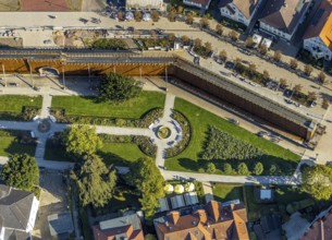Aerial photo, graduation works Bad Salzuflen, rose garden, Bad Salzuflen, East Westphalia-Lippe,