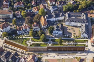 Aerial photo, graduation works Bad Salzuflen, rose garden, Bad Salzuflen, East Westphalia-Lippe,