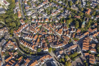 Aerial view, river Salze, old town Bad Salzuflen, East Westphalia-Lippe, North Rhine-Westphalia,