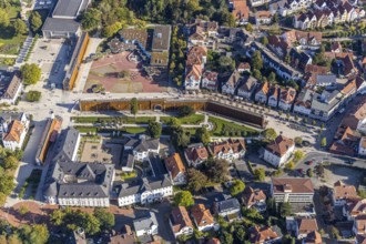 Aerial photo, graduation works Bad Salzuflen, rose garden, Bad Salzuflen, East Westphalia-Lippe,