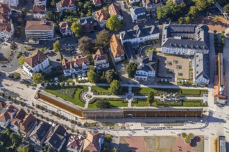 Aerial photo, graduation works Bad Salzuflen, rose garden, Bad Salzuflen, East Westphalia-Lippe,