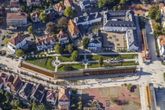 Aerial photo, graduation works Bad Salzuflen, rose garden, Bad Salzuflen, East Westphalia-Lippe,