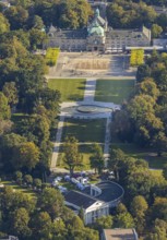 Aerial view, State Spa Bad Oeynhausen, GOP Varieté Theatre Kaiserpalais, Fountain in the spa