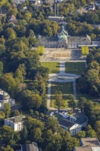 Aerial view, State Spa Bad Oeynhausen, GOP Varieté Theatre Kaiserpalais, Fountain in the spa