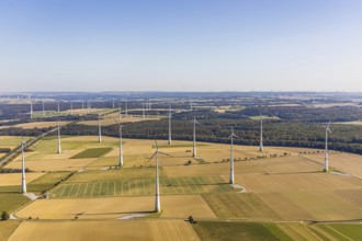 Aerial photo, wind turbines, Wewelsburg, Büren, Ostwestfalen-Lippe, North Rhine-Westphalia,