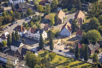 Aerial photograph, Westphalian Salt Worlds Museum, culture barn on Haulle farm, construction site,