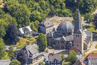 Aerial view, Church of St. Blasius, Balve, Sauerland, North Rhine-Westphalia, Germany, place of