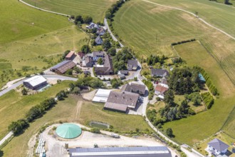 Aerial view, Schultenhof, Leveringhausen 1, Balve, Sauerland, North Rhine-Westphalia, Germany,