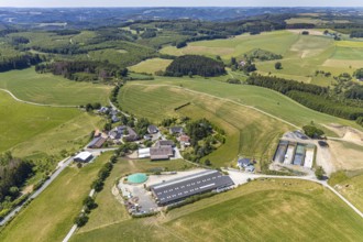 Aerial view, Schultenhof, Leveringhausen 1, Balve, Sauerland, North Rhine-Westphalia, Germany,