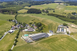 Aerial view, Schultenhof, Leveringhausen 1, Balve, Sauerland, North Rhine-Westphalia, Germany,