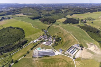 Aerial view, Schultenhof, Leveringhausen 1, Balve, Sauerland, North Rhine-Westphalia, Germany,
