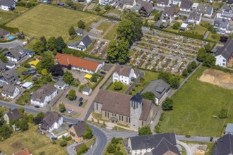 Aerial view, Catholic Church of St. Three Kings, Catholic Kindergarten of St. Three Kings, Catholic