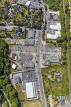 Aerial view, retail mile, shopping street Hönnetalstraße, Bundesstraße 229, Balve, Sauerland, North