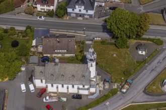 Aerial view, St. Nicholas Catholic Church, Beckum, Balve, Sauerland, North Rhine-Westphalia,