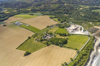 Aerial photograph, Schulte-Horst farm, at the Horst quarry, Balve, Sauerland, North