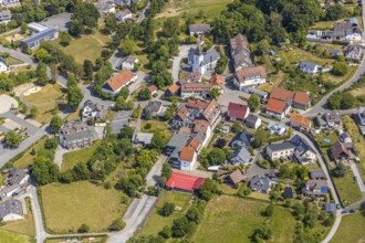 Aerial view, local view district Eisborn, Balve, Sauerland, North Rhine-Westphalia, Germany, place