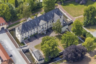 Aerial view, Castle Wocklum, Balve, Sauerland, North Rhine-Westphalia, Germany, DE, Europe, manor